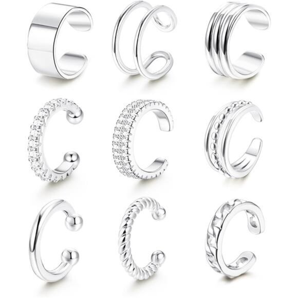 𝐄𝐚𝐫 𝐂𝐮𝐟𝐟 𝐄𝐚𝐫𝐫𝐢𝐧𝐠𝐬 for Women Non Piercing Gold Ear Cuffs 𝟏𝟒𝐊 - Picture 1 of 7